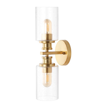 Jules Edison 16.5" Cylinder Iron/Seeded Glass Farmhouse Contemporary LED Wall Sconce